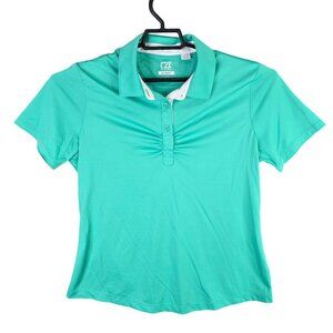 Womens Cutter & Buck Teal CB DryTec Polo Shirt Short Sleeve Polyester Size L